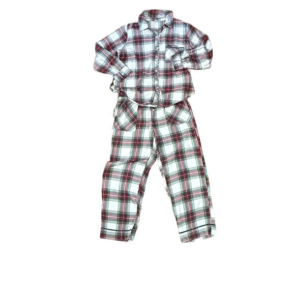 Aerie Multicolor Plaid Pajama Set Long Sleeve Collared Button Up Womens Medium - Picture 1 of 4
